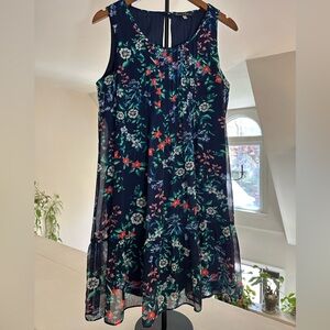 Rose & Olive Navy and Red Floral Midi Dress